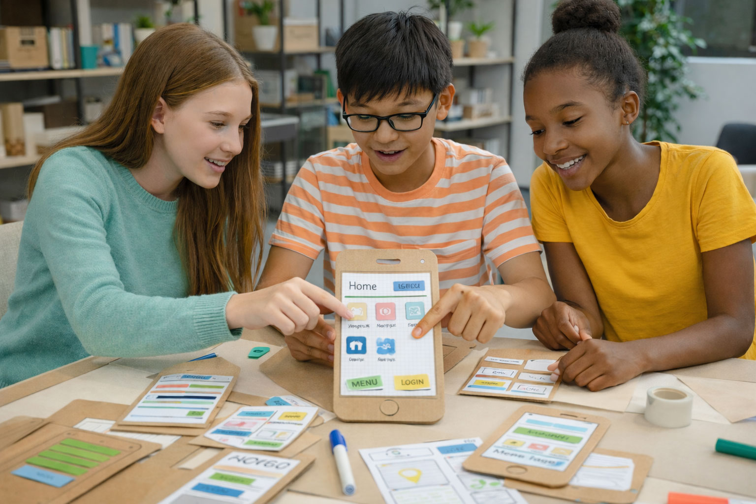 Students presenting work to peers