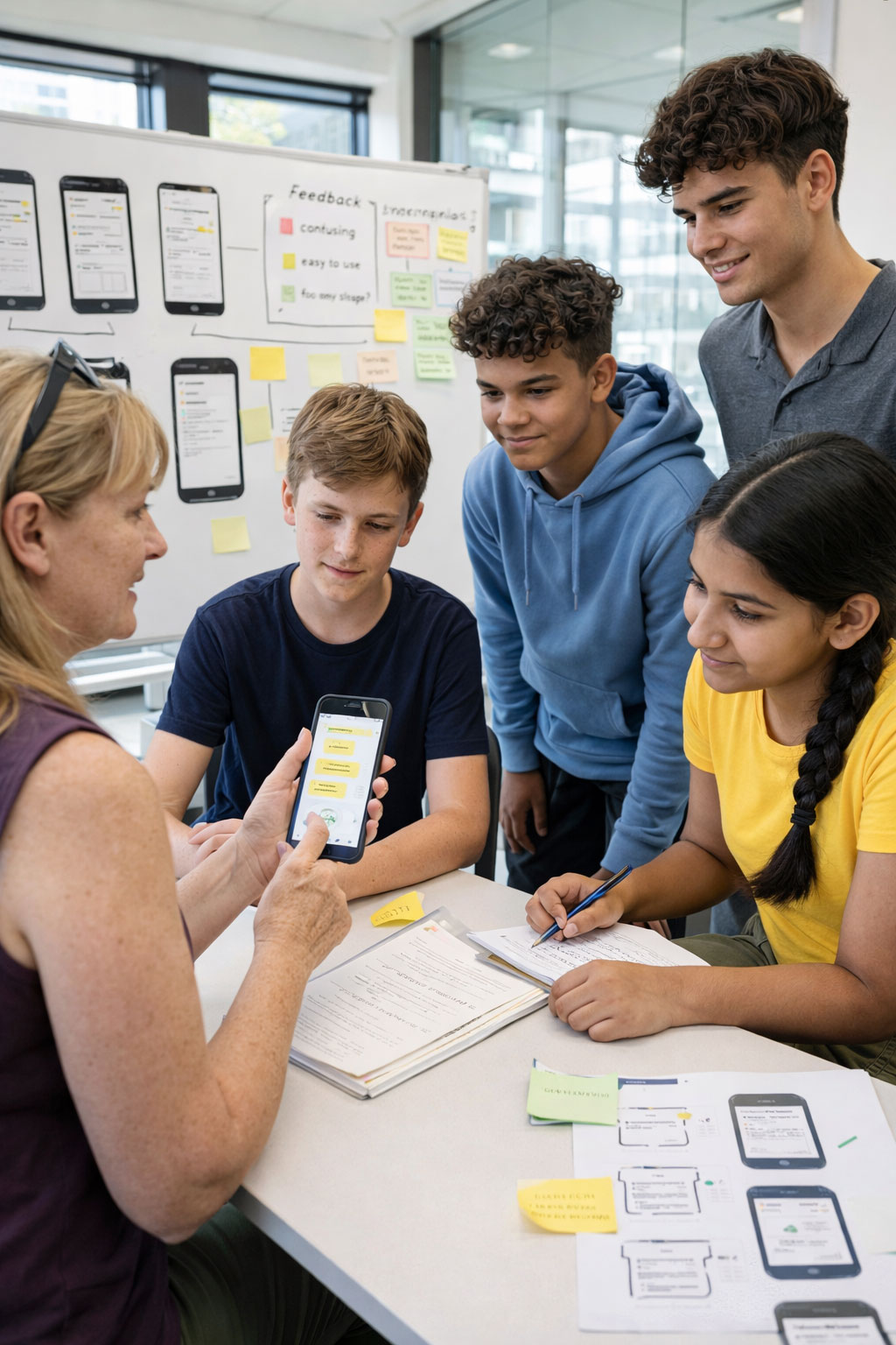 Instructor and students packaging products together