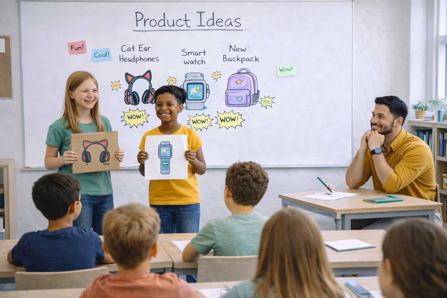 Students presenting their final project to an audience