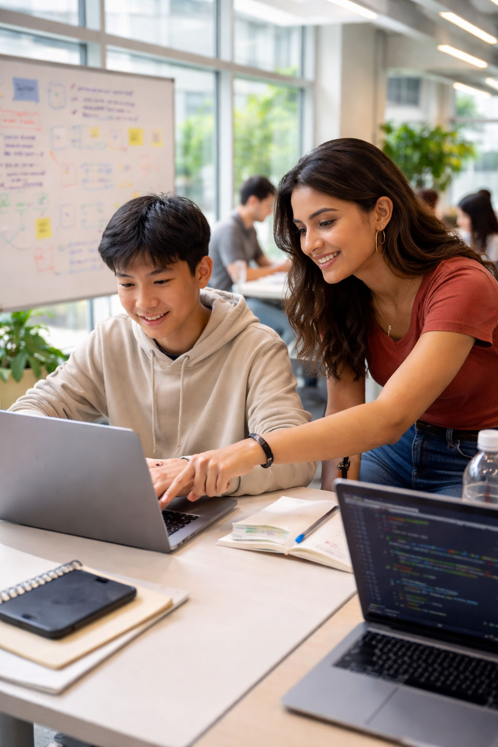 Student presenting ideas in front of a group